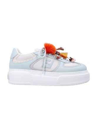 Fendi Blue Leather Logo Sneakers