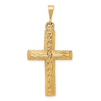 Diamond2Deal 10k Yellow Gold Diamond-cut Cross Pendant