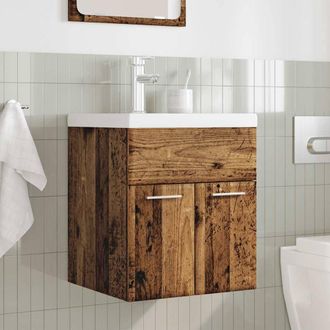 Berkfield Home Durable 2 Piece Bathroom Furniture Set Old Wood Engineered Wood in Brown