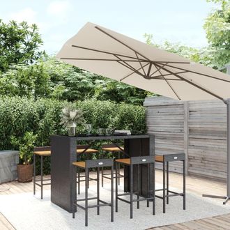 Berkfield Home 7 Piece Garden Bar Set Black Poly Rattan& Solid Wood Acacia