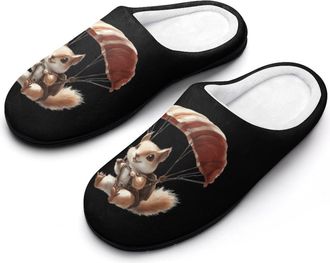 Generic Cute Parachute Squirrel Fashion Cotton Slippers for Women Memory Foam House Slippers Non-Slip House Bedroom Shoes