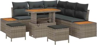 vidaXL Garden Sofa Set with Cushion 8 pcs Grey Poly rattan vidaXL