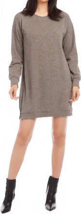 Karen Kane Tammy Zipper Detail Dress In Heathered Taupe
