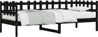 vidaXL Day Bed without Mattress Black 90x190 cm Single Solid Wood Pine Vidaxl
