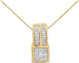 House of Brilliance 14K Yellow Gold 1 1/4 cttw Geometric Inspired Diamond Pendant Necklace at Nordstrom
