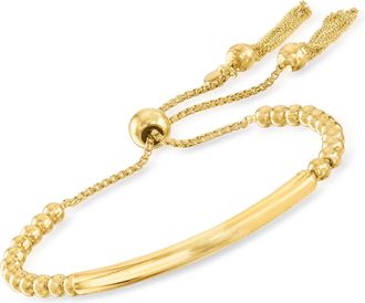 Ross-Simons Italian 18kt Yellow Gold Over Sterling Silver Beaded Bolo Bracelet