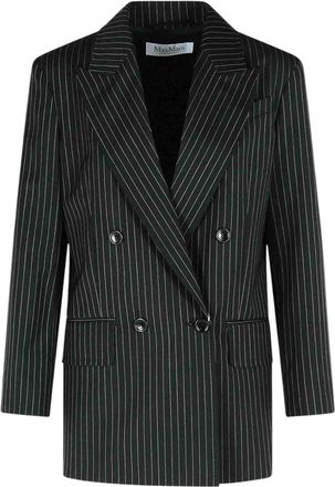 Max Mara Black Stripes Peaked Lapel Blazer