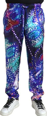 Dolce & Gabbana Multicolor Printed Silk Men Trouser Mens Pants