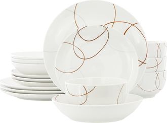 Elama Sydney 16 Piece Porcelain Double Bowl Dinnerware Set, Service for 4 in White at Nordstrom