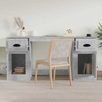 Berkfield Home Elegant Desk with Cabinet Concrete Grey Engineered Wood