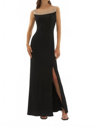 Joseph Ribkoff Embellished Yoke Maxi Dress In Black