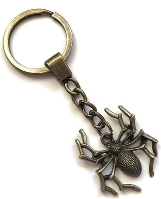 Generic KEYRING - Spider - Antique Bronze Plated. Split Ring. Key Ring. Bronze Spider