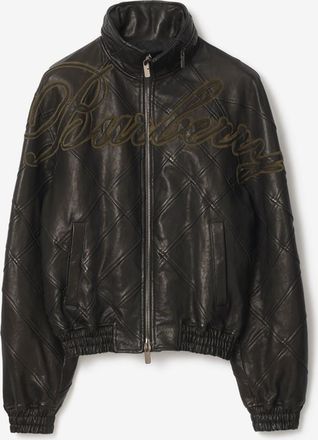Burberry Cursive Logo Leather Jacket