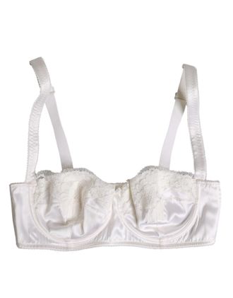 Dolce & Gabbana White Silk Underwired Balconette Bra Womens Underwear