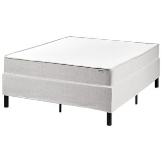 Beliani Cama Con Somier De Tela 120 X 200 Cm Con Colch&oacute;n De Muelles Ensacados Sin Cabecero Dormitorio Gris Claro Countess