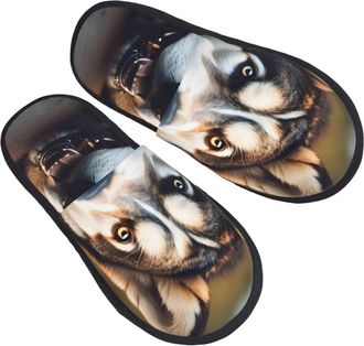 Generic Cute Husky Men Women Sliders Cosy House Slippers Non-Slip Slippers For Bedroom Winter Outdoor M