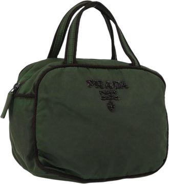 Prada Vintage Handbag Tessuto Green Nylon Handbag (Pre-Owned)