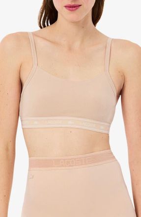 Lacoste Stretch Cotton Bralette in Biscuit at Nordstrom, Size X-Large