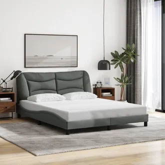 vidaXL Estructura De Cama Sin Colch&oacute;n Hvar De Tela Gris Oscuro 160x200 Cm Vidaxl