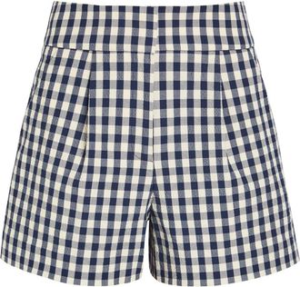 Veronica Beard Haina Gingham Seersucker Shorts - Navy - 10 (UK14 / L)