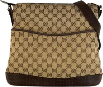 Gucci Pre-owned GG Canvas Lederen Schoudertas - Dames - Vintage Schoudertas - Beige - ONE Size - Leer - Vintage