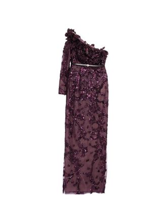 Saiid Kobeisy One-Shoulder Embroidered Tulle Dress