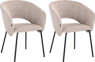 Beliani Conjunto De 2 Sillas De Comedor Tapizadas Sin Reposabrazos Dise&ntilde;o Retro Base De Metal Gris Pardo Blakely