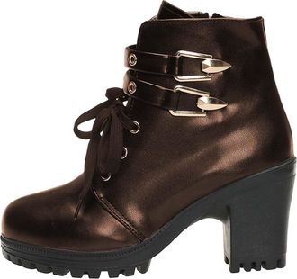 Generic Ladies Boots Women British Belt Buckle Side Zipper High Heel Short Boots Womens Fashion Short Boots Womens Short Heel Mid Calf Boots Mud Boots Women M