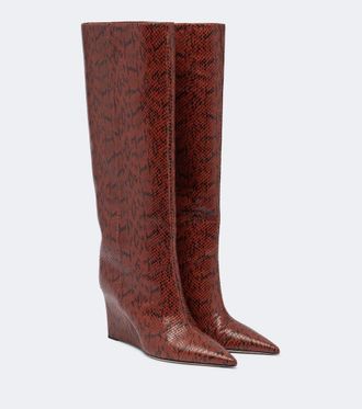 Jimmy Choo London Blake snake-effect leather knee-high boots