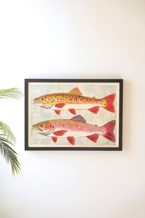 Kalalou Framed Two Fish Painting