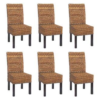 Hhg Hhg - Lote De 6 Sillas De Comedor Silla De Mimbre M69 Silla Bali Mimbre Banana, Oscuro, Sin Coj&iacute;n