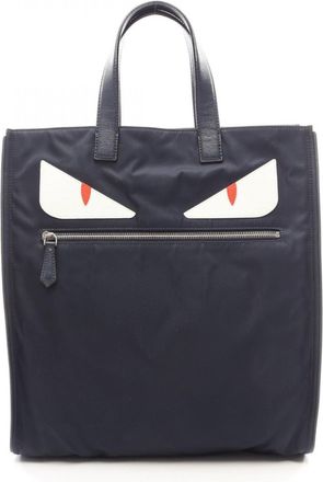 Fendi Multi-Color Navy Nylon Leather Handbag Tote Bag (Pre-Owned)