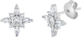 Crislu Brilliant & Marquise Cubic Zirconia Star Stud Earrings in Pure Platinum /Clear Stone at Nordstrom