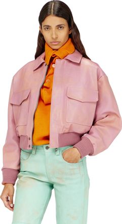 Diesel Aviator jacket in treated leather - Leather jackets - Woman - Pink
