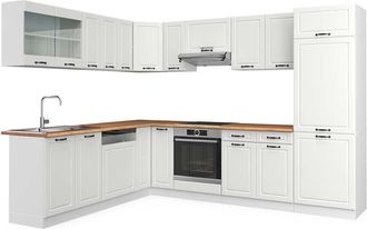 Vicco Cocina Esquinera R-line, Casa De Campo Blanca/blanca, 227 X 287 Cm, Et Roble