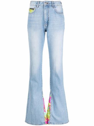 Philipp Plein floral insert flared jeans - Blue