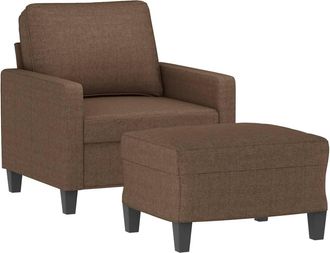vidaXL Sill&oacute;n Con Taburete Tela Marr&oacute;n 60 Cm Vidaxl