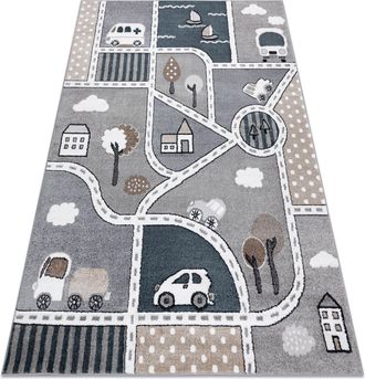 RugsX Rugsx - Alfombra Fun Strade Para Ni&ntilde;os, Calle, Pueblo Gris Grey 200x290 Cm