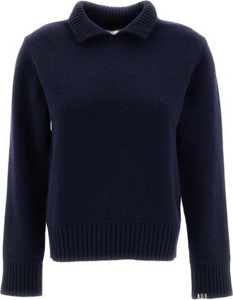 Extreme Cashmere Blue Jo Heavyweight Ribbed Polo Cashmere Sweater