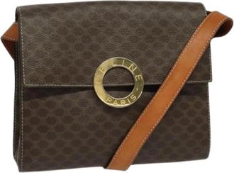 Celine Pre-owned Vintage macadam circle logo schoudertas - Dames - Vintage Schoudertas - Bruin - ONE Size - Leer - Vintage