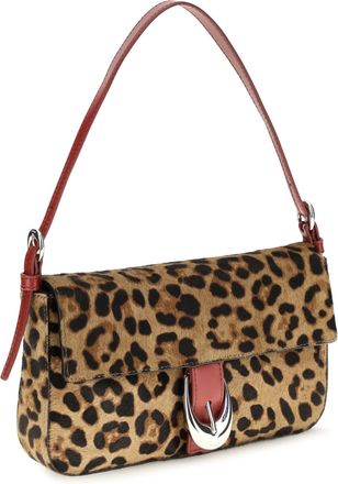 Staud Womens Leopard Harlow Shoulder Bag Cheetah Calf Leather Bos Taurus