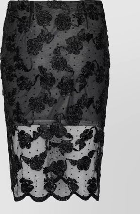 Rotate floral-appliqu&eacute; mesh midi skirt