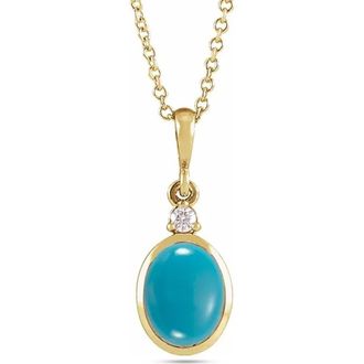 Allurez Oval Natural Onyx & Diamond Pendant Necklace 14K 2.03ct in Turquoise, Yellow Gold at Nordstrom, Size 18