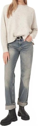 Repeat Boxy Cashmere Sweater With Rib Trim In Snow