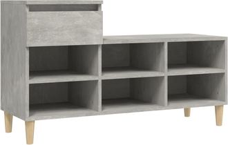 vidaXL Vidaxl - Mueble Zapatero Madera Contrachapada Gris Hormig&oacute;n 102x36x60 Cm