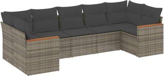 vidaXL Vidaxl - Set De Sof&aacute;s De Jard&iacute;n 7 Piezas Con Cojines Rat&aacute;n Pe Gris