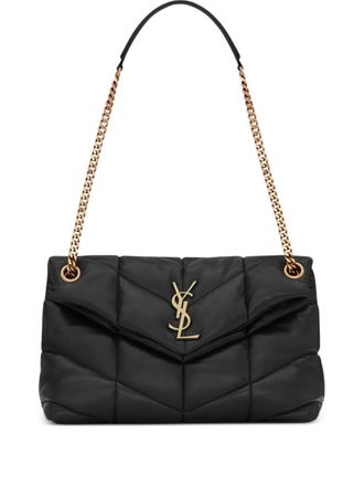 Saint Laurent small monogram puffer shoulder bag - women - Lambskin/Cotton - One Size - Black