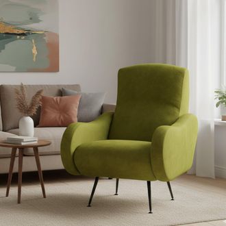 Dmora Butaca Lasnigo, Sill&oacute;n Con Brazos, Soporta 90 Kg Made In Italy, Estructura De Madera, 70x100x98h Cm Verde