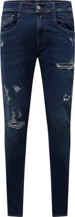 Replay Slim-fit jeans voor heren van een katoenmix met gescheurde details (Blauw)