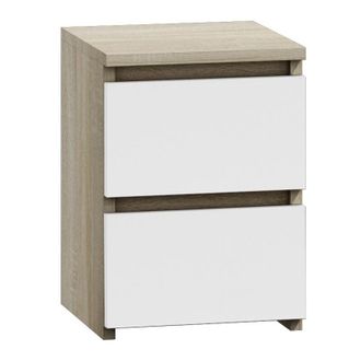 Hucoco Hucoco - Aster T2 - Mesita De Noche 2 Cajones - Estilo Moderno - 40x30x30cm - Mesita De Noche - Mobiliario Auxiliar - Imitacion Madera